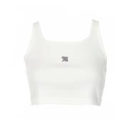 Misbhv Cropped Tanktop med Logo Stitching White, Dam