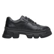 Estro Svarta läder Chunky Platform Sneakers Black, Dam