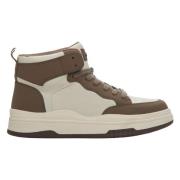 Estro Kvinnors Beige & Brun Läder High-Top Sneakers Er00114190 Multico...