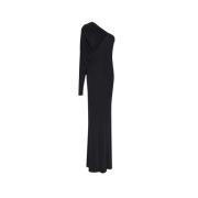 Saint Laurent Elegant Draperad Maxiklänning Black, Dam