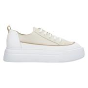 Estro Kvinnors Beige & Vit Låg Topp Läder Sneakers Er00113363 Multicol...