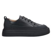 Estro Kvinnors Svarta Låga Topp Lädersneakers Er00113473 Black, Dam