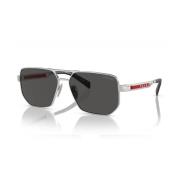 Prada Modern Metall Solglasögon Linea Rossa Gray, Unisex