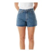 Nudie Jeans Högmidjade Breda Ben Denim Shorts Blue, Dam