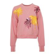 Essentiel Antwerp Palm Paljett Sweatshirt Pink, Dam