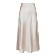 Neo Noir Bias Cut Sateen Kjol Beige, Dam