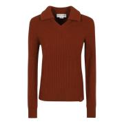 Victoria Beckham Brun Cashmere Ribbstickad Sweater Aw24 Brown, Dam