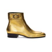 Saint Laurent Oro Läder Ankel Boot Yellow, Dam