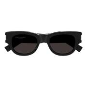 Saint Laurent Djärv Oval Svarta Solglasögon Black, Dam