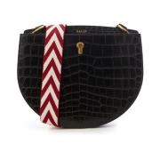 Bally Stilig Cross Body-väska i Krokoprint Black, Dam