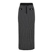 Alessandra Rich Svart Jacquard Pinstripe Kjol Black, Dam