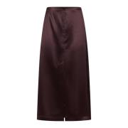 Loulou Studio Bordeaux Röd Sidensatin Kjol Brown, Dam