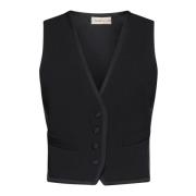 Blanca Vita Elegant Gilet Top Black, Dam