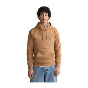 Gant Hoodie med broderat logotyp Beige, Herr