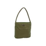 Prada Vintage Pre-owned Nylon handvskor Green, Dam