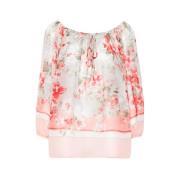 Ermanno Scervino Blommönstrad Crepe Blus Multicolor, Dam