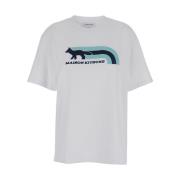 Maison Kitsuné Flash Fox Tee Vit White, Dam