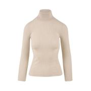 Akep Räfflad Turtleneck Tröja Beige, Dam