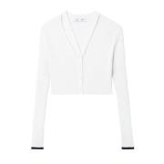 Proenza Schouler Elegant V-Hals Crop Cardigan White, Dam