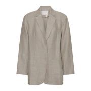 Remain Birger Christensen Beige Linne Box Blazer Beige, Dam