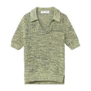 Proenza Schouler Lyxig Silk Bomull Polo Topp Green, Dam