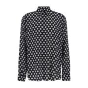 Dolce & Gabbana Polka-Dot Kent Krage Skjorta Svart Black, Herr