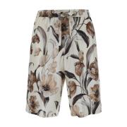 Dolce & Gabbana Beige Silke Bermuda Shorts Multicolor, Herr