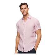 Superdry Kortärmad Linneskjorta Slim Fit Pink, Herr