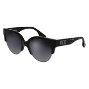 Alexander McQueen Svarta solglasögon med vit detalj Black, Dam