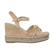 Alma EN Pena Rhinestone Wedge Sandal Beige, Dam