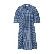 Baum und Pferdgarten Rutig Loose Fit Midi Klänning Blue, Dam