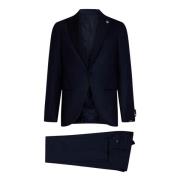 Lardini Single Breasted Suits Blue, Herr