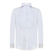 Emporio Armani Vit Randig Plastron Smoking Skjorta White, Herr