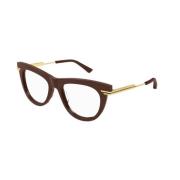 Bottega Veneta Burgundy Oval Solglasögon Bv1297O 003 Brown, Unisex