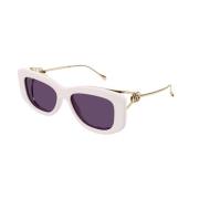 Gucci Ivory Violet Solglasögon Gg1566S 003 White, Dam