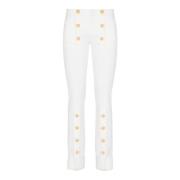 Balmain Knäppta denim jeans White, Dam