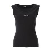 Karl Lagerfeld Ribbad Tank Top Black, Dam