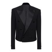 Balmain Cropped double crepe jacka Black, Herr