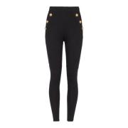 Balmain Jersey leggings med 6 knappar Black, Dam