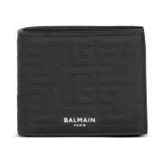 Balmain Läderklaff plånbok Black, Herr