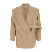 Quira Stilig Ull Blazer med Broderi Beige, Dam