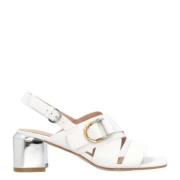 PINKO Lädersandal med guld häl White, Dam