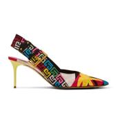 Balmain Klackade Ruby slingbacks i tryckt satin Multicolor, Dam