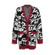 Versace Jeans Couture Tryckt Maxi Cardigan med Knappstängning Multicol...