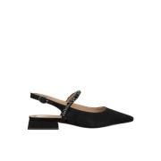 ALMA EN PENA Kristalldekorerad platt slingback sko Black, Dam