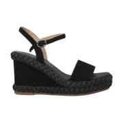 ALMA EN PENA Flätad Wedge Heel Sandal Black, Dam