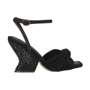 Alma EN Pena Rhinestone Curved Heel Sandal Black, Dam