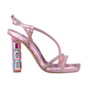 Alma EN Pena Kristallklack sandal med glitterband Pink, Dam