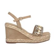 ALMA EN PENA Rhinestone Strap Kilklack Sandal Beige, Dam