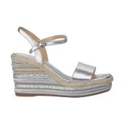 ALMA EN PENA Rhinestone Wedge Sandal med Flätad Detalj Gray, Dam